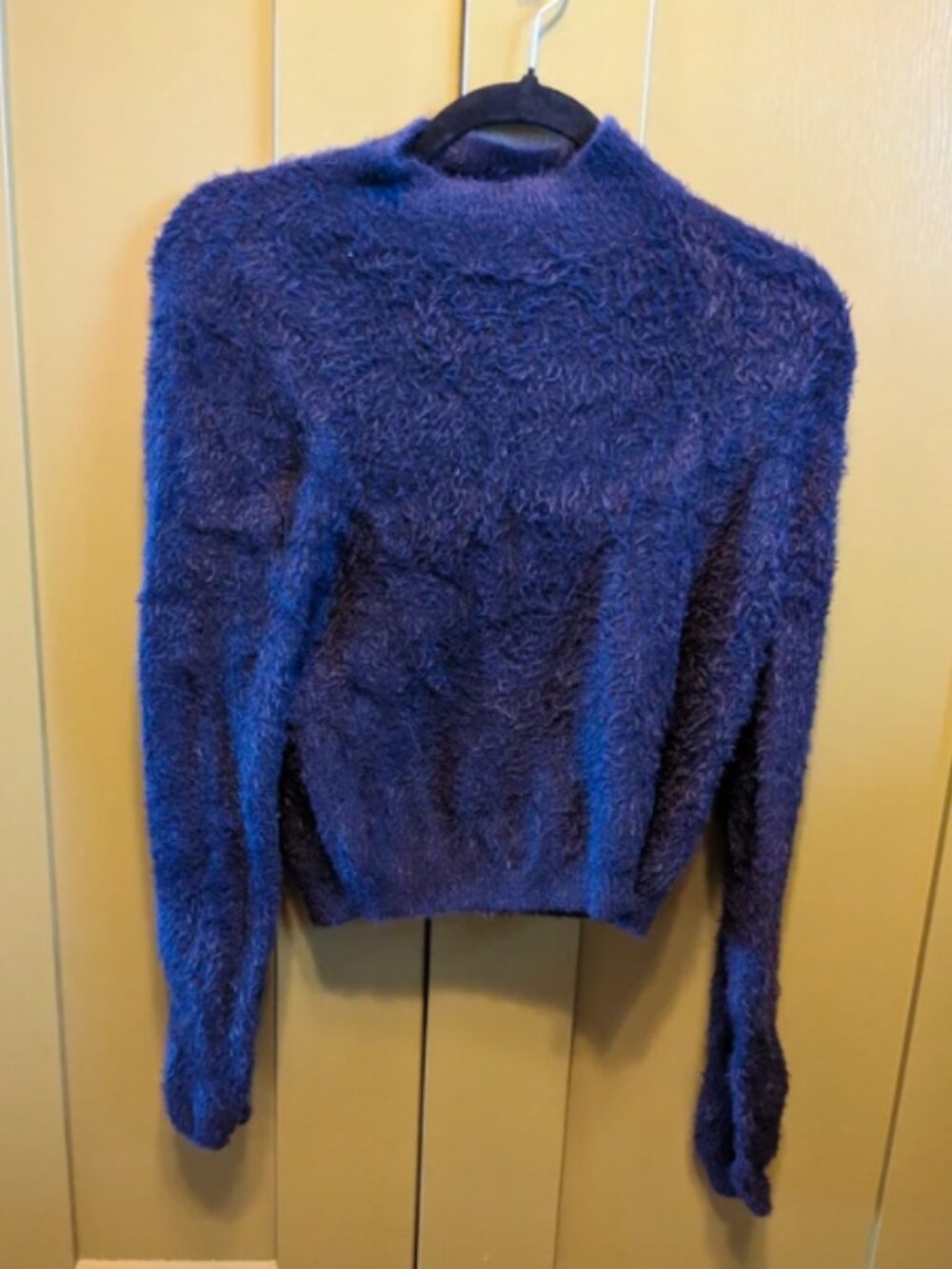 Fuzzy navy turtleneck